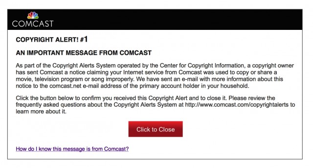 comcast_six_strikes_alert by aaron_anderer (CC BY-ND 2.0) https://flic.kr/p/dYokuc