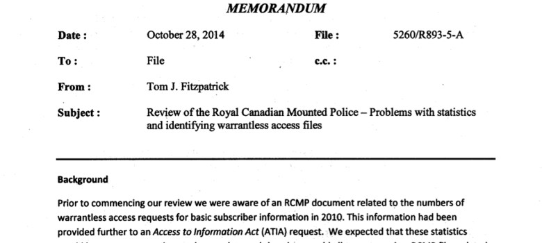 Office of the Privacy Commissioner Memorandum, October 28, 2014