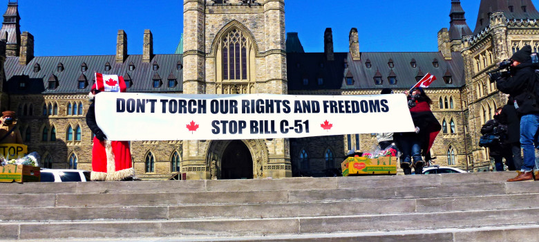 Toronto Activists protest against Harper's Bill C-51 on Parliament Hill by Obert Madondo (CC BY-NC-SA 2.0) https://flic.kr/p/rQRhnt