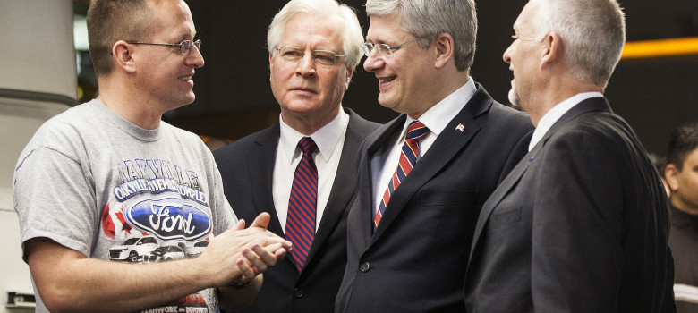 The Prime Minister and I talking with a Ford employee by Terence Young (CC BY-NC-ND 2.0) https://flic.kr/p/dNKunv