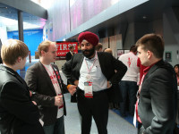 Liberal MP Navdeep Bains (Mississauga--Brampton South) chats with Young Liberals of Canada Vice President Communications-elect Braeden Caley and youth delegates by Michael Ignatieff (CC BY-ND 2.0) https://flic.kr/p/6jzCBK