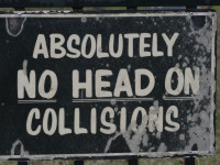 Absolutely no head on collisions by Shawn Rossi (CC BY 2.0) https://flic.kr/p/4fZHVB