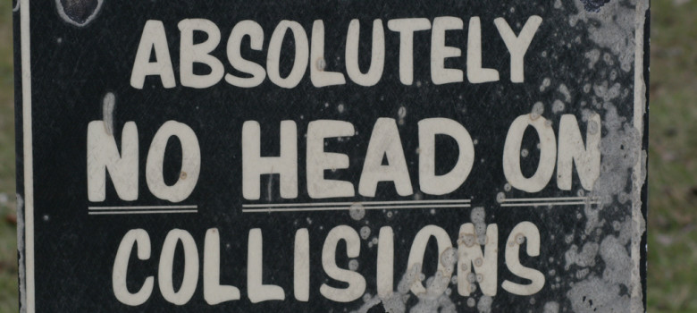 Absolutely no head on collisions by Shawn Rossi (CC BY 2.0) https://flic.kr/p/4fZHVB
