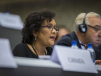 Ms. Hedy Fry (MP, Canada) speaks October 4, 2014 (photo courtesy of the Swiss Parliament/Fabio Chironi) by OSCE Parliamentary Assembly (CC BY-SA 2.0) https://flic.kr/p/peTUuL