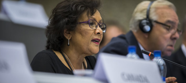 Ms. Hedy Fry (MP, Canada) speaks October 4, 2014 (photo courtesy of the Swiss Parliament/Fabio Chironi) by OSCE Parliamentary Assembly (CC BY-SA 2.0) https://flic.kr/p/peTUuL