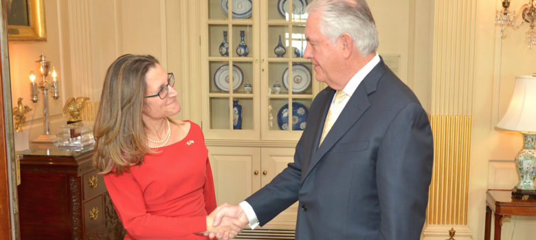 Secretary Tillerson Greets Canadian Foreign Minister Freeland Before Their Bilateral Meeting in Washington by U.S. Department of State U.S. Government Works https://flic.kr/p/RX7DzR