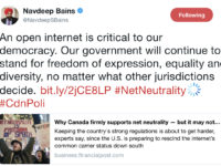 Bains tweet, https://twitter.com/NavdeepSBains/status/939546556222660609