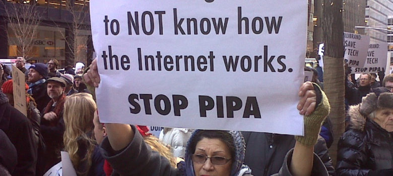 SOPA/PIPA Protest in NYC Yesterday by Andrew Dallos (CC BY-NC-ND 2.0) https://flic.kr/p/bfjN8c