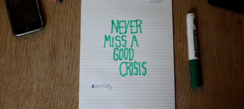 #closetlefty No.1, Nov 2, 2011: "Never Miss A Good Crisis" by Anna Lena Schiller (CC BY-NC-ND 2.0) https://flic.kr/p/aBitkE
