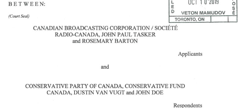 CBC Lawsuit vs. Conservative Party