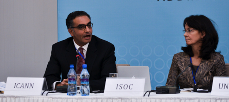 Fadi Chehadé President & CEO of ICANN speaks as part of the panel during the Ministerial meeting 'Addressing the challenges of a Hyper-connected world' at the 7th Internet Governance Forum (IGF) ann by Internet Society (Richard Stonehouse) (CC BY-NC-SA 2.0) https://flic.kr/p/drosgZ