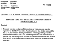 Canadian Heritage Memorandum, December 8, 2020, ATIP A-2020-00498