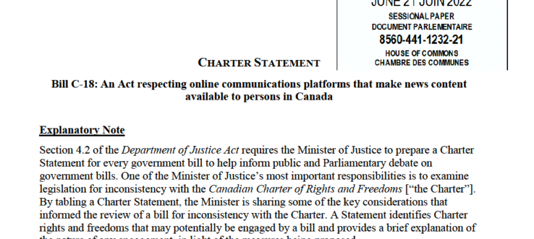 Charter Statement, Bill C-18