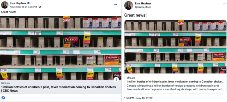 Hepfner Facebook post and Twitter post, https://www.facebook.com/lisahepfnerMP/posts/pfbid029RTDZHA7hTJTZAg8KYztaMtZAYC1WTFdtSRbfKrnaXnsmoZo3AdGtYZnC6tv1sgDl, https://twitter.com/lisahepfner/status/1593679961398906880