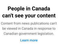 Instagram notification re: Bill C18