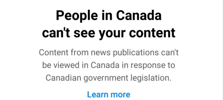 Instagram notification re: Bill C18