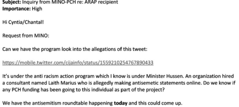The Need for Truthful Accountability: What ATIP Records Tell Us About Pablo Rodriguez and Canadian Heritage Funding an Anti-Semite