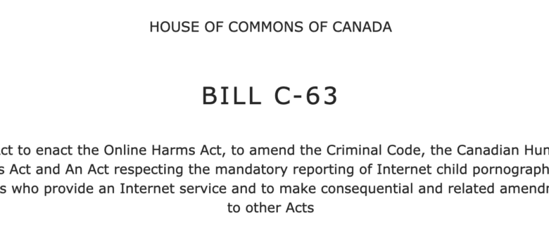 Bill C-63 screenshot, https://www.parl.ca/DocumentViewer/en/44-1/bill/C-63/first-reading