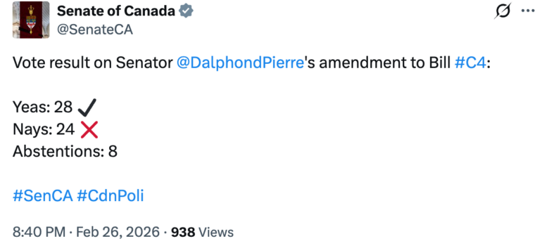 SenateCA tweet, https://x.com/SenateCA/status/2027197059397275879