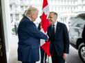 President Donald Trump greets Prime Minister of Canada Mark Carney, Tuesday, May 6, 2025, at the West Wing entrance of the White House. (Official White House Photo by Daniel Torok) The White House, Public domain, via Wikimedia Commons