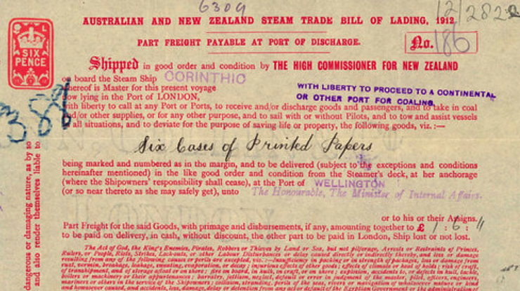 Bill of Lading by Archives New Zealand https://flic.kr/p/2jmDi7X CC BY 2.0
