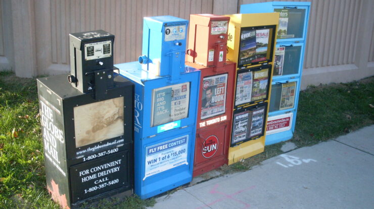 Newspaper_vending_machines_in_Canada by Katarighe., CC BY-SA 3.0 , via Wikimedia Commons